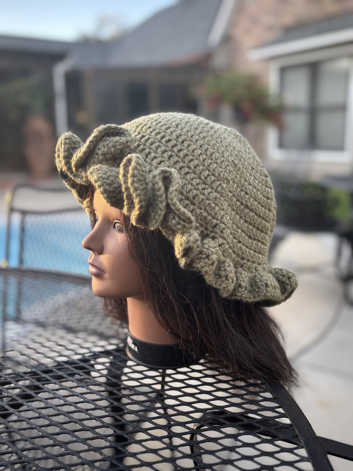 Green Ruffle Hat